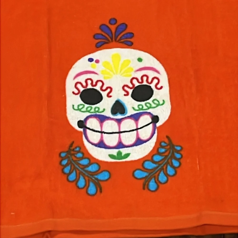 Halloween Orange Sugar Skull Kitchen Towels set
